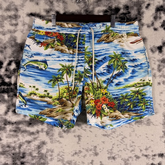 Polo Ralph Lauren Swim Trunks Mens Size Large Tropical Drawstring Beach Pool